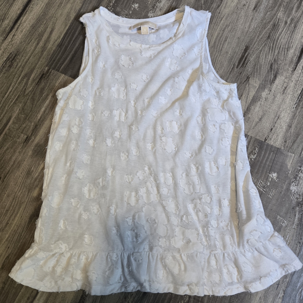 Michael Kors White Textured Tank Top